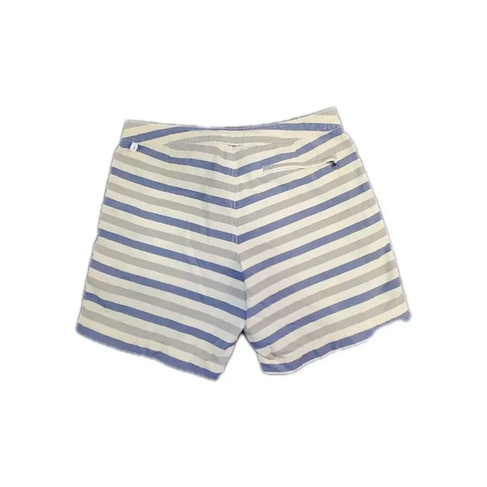 J.Crew Board Shorts Mens Sz 31 Blue Beige Striped Original Longboard Beach C6